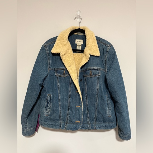 L.L. Bean Jackets & Blazers - L.L. Bean Women's Denim Sherpa Lined Trucker Jacket Size XL